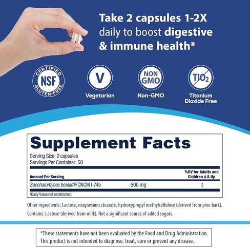 Florastor Probiotics for Digestive & Immune Health, 100 Capsules, Probiotics for Women & Men, Dual Action Helps Flush Out Bad Bacteria & Boosts The Good with Our Unique Strain Saccharomyces Boulardii in Kuwait