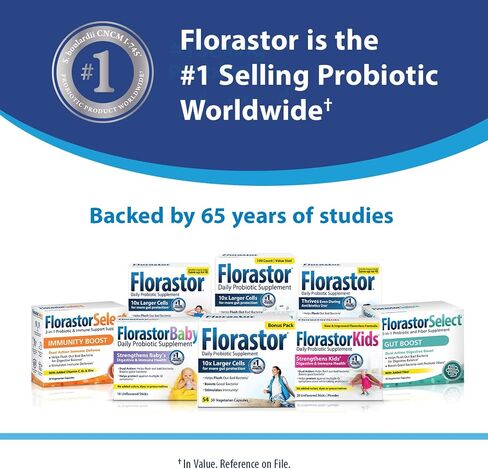 Florastor Probiotics for Digestive & Immune Health, 100 Capsules, Probiotics for Women & Men, Dual Action Helps Flush Out Bad Bacteria & Boosts The Good with Our Unique Strain Saccharomyces Boulardii in Kuwait