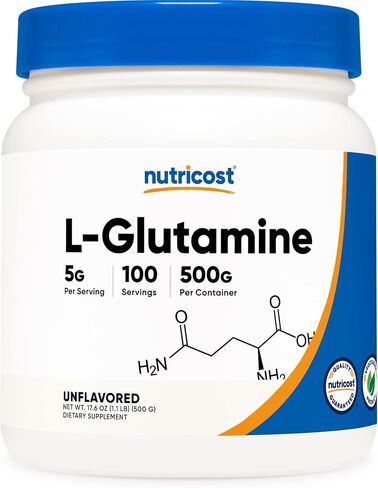 Nutricost L-Glutamine Powder (500 Grams) Unflavored - Gluten Free & Non-GMO, 100 Servings in Kuwait