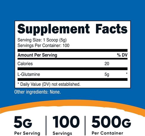 Nutricost L-Glutamine Powder (500 Grams) Unflavored - Gluten Free & Non-GMO, 100 Servings in Kuwait