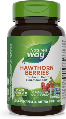 Nature's Way Herbal Hawthorn Berries، دعم صحة القلب التقليدي*، 100 كبسولة نباتية (قد تختلف التعبئة) in Kuwait