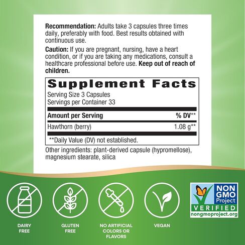 Nature's Way Herbal Hawthorn Berries، دعم صحة القلب التقليدي*، 100 كبسولة نباتية (قد تختلف التعبئة) in Kuwait