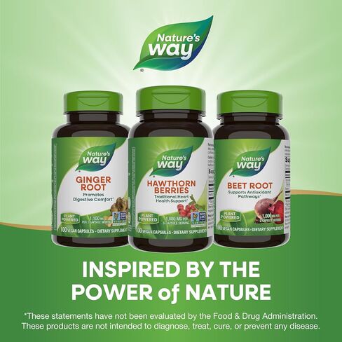 Nature's Way Herbal Hawthorn Berries، دعم صحة القلب التقليدي*، 100 كبسولة نباتية (قد تختلف التعبئة) in Kuwait