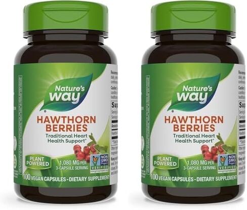 Nature's Way Herbal Hawthorn Berries، دعم صحة القلب التقليدي*، 100 كبسولة نباتية (قد تختلف التعبئة) in Kuwait