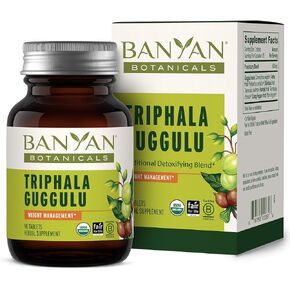 Banyan Botanicals Triphala Guggulu – Organic Triphala Supplement with Guggulu Resin ­­– Herbal Detox Supplement for Supporting Healthy Digestion* – 90 Tablets – Non-GMO Sustainably Sourced Vegan
