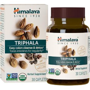 Himalaya Organic Triphala, 2 Month Supply, for Colon Cleanse, Detox & Occasional Constipation, USDA Certified Organic, Non-GMO, Gluten-Free, Extract & Powder Herbal Supplement, 688 mg, 60 Caplets