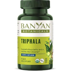 Banyan Botanicals Triphala Tablets - Organic Triphala Supplement with Amla, Haritaki & Bibhitaki – For Digestion, Elimination & Healthy Gut Microbiome* – 90 Tablets – Non-GMO Sustainably Sourced Vegan