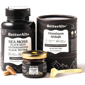 Shilajit Resin 30 gm & Sea Moss Capsules Energy Duo| Pure Himalayan Shilajit Gold Grade for Men & Women with High Potency & Irish Sea Moss with Black Seed Oil