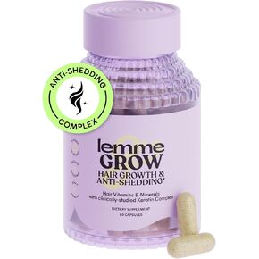 Lemme Grow Hair Growth Supplement for Women, Clinically Proven Keratin Complex for Visibly Thicker Hair and Scalp Coverage, Reduced Shedding, Nourish Thinning Hair - 1 Month Supply