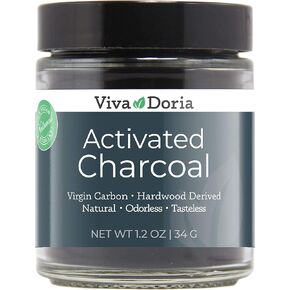 Viva Doria Activated Charcoal Powder, Hardwood Derived, Food Grade, 1.2 Oz Glass Jar