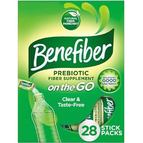 Benefiber On the Go Prebiotic Fiber Supplement Powder for Digestive Health, Daily Fiber, Unflavored - 28 Sticks (3.92 Ounces)