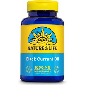 NATURE'S LIFE Black Currant Seed Oil 1000mg - Black Currant Oil, Natural Source of Omega 6 Gamma Linolenic Acid (GLA) and Omega 3 Alpha-Linolenic Acid (ALA), 60-Day Guarantee, 60 Servings, 60 Softgels