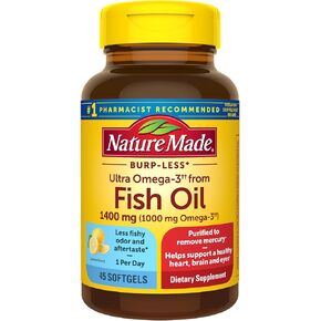 Nature Made Extra Strength Omega 3 Fish Oil 2800 mg per serving, Fish Oil Supplements as Ethyl Esters, Omega 3 Supplement for Healthy Heart, Brain, Eyes, and Mood Support, 60 Softgels, 30 Day Supply