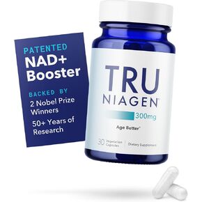TRU NIAGEN Patented NAD+ Supplement for Anti Aging and Cell Regeneration, 300 mg Niagen, 30 Servings | Supports Cellular Energy, Brain, Muscle | Nicotinamide Riboside (NR) Take 1 Daily | 1 Bottle