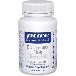 Pure Encapsulations B-Complex Plus - B Vitamins Supplement to Support Neurological Health, Cardiovascular Health, Energy Levels & Nervous System Support* - with Vitamin B12 & More - 120 Capsules