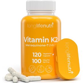Vitamin K2 MK-7 100mcg – Nutrient Support for Bones and Circulation, 120 Vegetarian Capsules, 4-Month Supply, Lab Tested, Made in The USA, Non-GMO