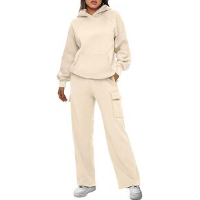 AUTOMET Womens Winter 2 Piece Outfits Long Sleeve Sweatsuits Fall Sets Hoodies with Cargo Wide Leg Sweatpants 2025