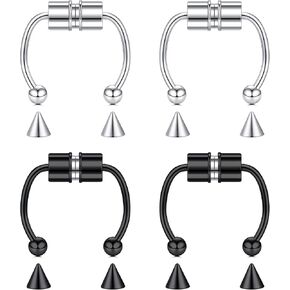 D.Bella Magnetic Fake Septum Nose Ring Hoop Stainless Steel Non-Pierced Faux Lip Ear Nose Body Jewelry for Women Men