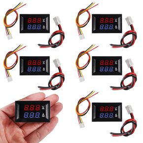 6PCS Digital Voltmeter Ammeter,DC 4.5-30V Voltage Meter Tester Two-Wire Red LED Voltmeter Waterproof Display Voltage Tester for Solar Battery Monitor Car (DC 0-100V Red Blue)