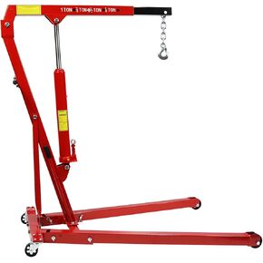 Engine Hoist, 1 Ton Folding Cherry Picker Shop Crane Hoist Lift, Heavy Duty Hydraulic Engine Crane with 4 Casters, Engine Hoist Lever for Engine Lifting Loading (2200 LBS) in Kuwait