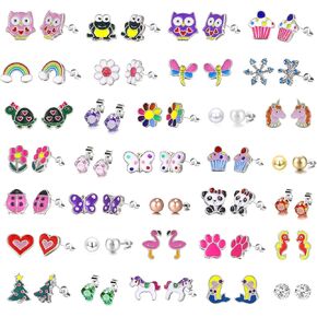 33-Pair Drip Oil Enamel Earring Set- Cute Stud Earrings for Girls,Adorable & Hypoallergenic Earrings for Sensitivity-Free With Stainless Steel Post