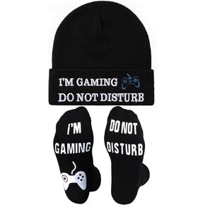 Novelty Gamer Gifts Gaming Socks Beanie Hat, Valentines Day Gifts for Him Boyfriend, Easter Basket Stuff for Teen Boys Men