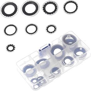 30 PCS Automotive Air Conditioning Compressor High Temperature Repair Gasket Combination Kit, Six Specifications of Cooling Pump Seal Gasket, Multi-functional Spare Replacement Parts (Black)