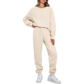 AUTOMET Womens 2 Piece Outfits Sweatsuit Oversized Sweatshirt Lounge Sets Baggy Sweatpants Fall Fashion with Pockets