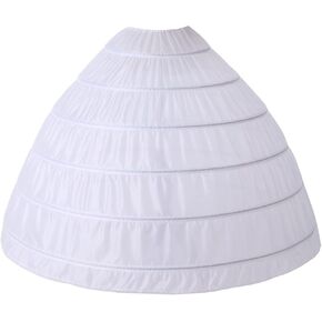 Full A-line 6 Hoop Crinoline Petticoat Underskirt for Women Wedding Dress WPT146 White