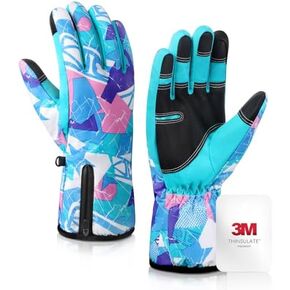 -10℉ Winter Gloves Men Women & Kids, 5-Layer Waterproof Gloves for Cold Weather, Snow Ski Gloves with 10 Touchscreen Fingers