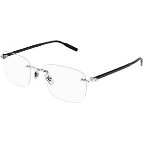 Mont Blanc MB0222O 001 Eyeglasses Men's Silver/Black Rimless 55mm