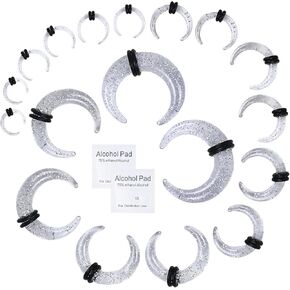 20 Pcs Ear Stretching Kit Buffalo Pincher Septum Piercing Jewelry 14G 12G 10G 8G 6G 4G 2G 0G 00G Septum Rings Nose Septum Stretching Kit for Women Men