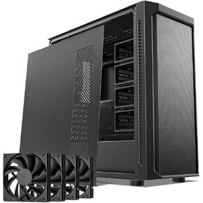 حقيبة DARKROCK Classico Storage Master Case ATX Computer Case Mid Tower مع مراوح 4 × 120 مم، USB 3.0 جاهز 10 × 3.5 بوصة HDD + 3 × 2.5 بوصة SDD 360 مم مدعومة على وحدة معالجة الرسومات الجرافيكية العلوية والأمامية المتصاعدة عموديًا باللون الأسود in Kuwait