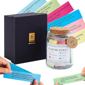 Bible Verse Jar, Read Me When Bible Verses Jar, Bible Verses in a Jar for Emotions, Glass the Hope Jar Bible Verses with Colored Bible Verse,Christian Gifts Church Biblical Faith Based Gift (1PCS)