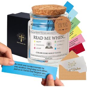 Bible Verse Jar, Read Me When Bible Verses Jar for Emotions and Feelings,Religious Gifts For Women,Scripture Prayer Cards Hope Jar,Bible Study Church Christian Gifts Christmas Gifts (1pcs)