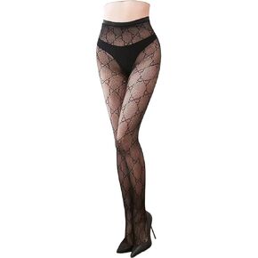 Fishnet Stockings Fashion Letter Tights for Women Lace Leggings High Waisted Pantyhose Stockings