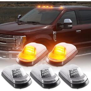 POPMOTORZ 5PCS White LED Cab Roof Lights Roof Top Clearance Lights Cab Marker Lamps for 2017 2018 2019 2020 2021 2022 2023 2024 Ford F250 F350 F450 F550 Super Duty Led Roof Running Lights