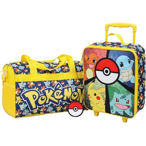 Bioworld Pokémon Youth 3-Piece Pilot Case Duffle Bag & Luggage Tag Carry On Travel Set