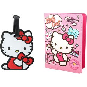 Hello Kitty Passport Holder and Luggage Tag Set Official License, Sanrio Passport Cover and Bag Tag