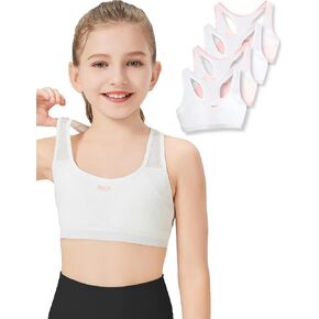 Training Bras for Girls 8-10 Seamless Girls Bras 10-12 Years Old Breathable Cotton Racerback Sports Bras Ultra Comfort