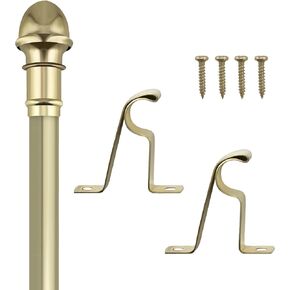قضبان مقهى نحاسية مذهلة مقاس 7/16 بوصة بأطراف نحاسية، مجموعة من 1 (تشمل الأجهزة) - طول قابل للتعديل 16-28 بوصة، قضبان معدنية سهلة التركيب للأبواب والنوافذ والأضواء الجانبية in Kuwait