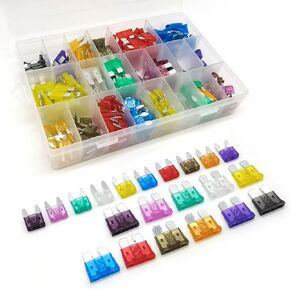 300 PCS Car Small and Medium Fuse Combination Assortment Set, 2A 3A 5A 7.5A 10A 15A 20A 25A 30A 35A 40A Plug-in Fuse with Puller, with Storage Box, Universal for Car (Multicolored)