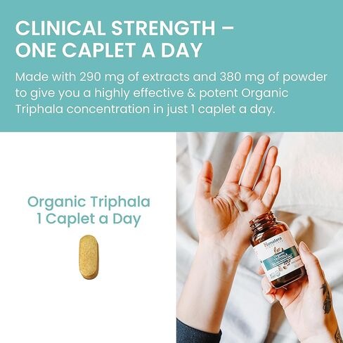 Himalaya Organic Triphala, 2 Month Supply, for Colon Cleanse, Detox & Occasional Constipation, USDA Certified Organic, Non-GMO, Gluten-Free, Extract & Powder Herbal Supplement, 688 mg, 60 Caplets in Kuwait