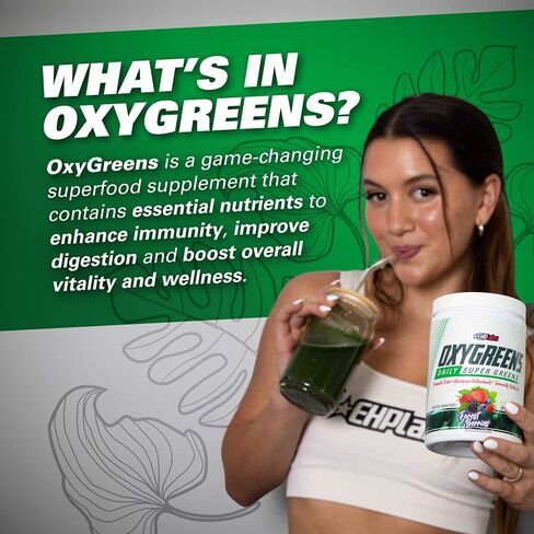 EHP Labs OxyGreens Super Greens Powder - Daily Greens Spirulina, Greens Superfood Powder & Greens Supplements Powder, Supergreens Antioxidants & Immunity Support, 30 Serves (Forest Berries) in Kuwait