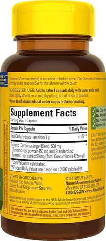 Nature Made Turmeric Curcumin 500 mg, Herbal Supplement for Antioxidant Support, 60 Capsules, 60 Day Supply in Kuwait