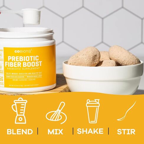 GOBIOTIX Fiber Supplement - Prebiotic Soluble Fiber Powder, Supports Gut Health and Digestive Regularity - Gummies Alternative - Gluten & Sugar Free, Keto, Vegan - 1 Scoop Daily, 35 Servings (1 Pack) in Saudi Arabia