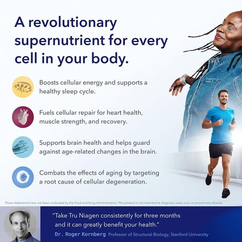 مكمل TRU NIAGEN الحاصل على براءة اختراع NAD+ لمكافحة الشيخوخة وتجديد الخلايا، 300 مجم Niagen، 30 وجبة | يدعم الطاقة الخلوية والدماغ والعضلات | نيكوتيناميد ريبوسيد (NR) تناول جرعة واحدة يوميًا | 1 زجاجة in Kuwait