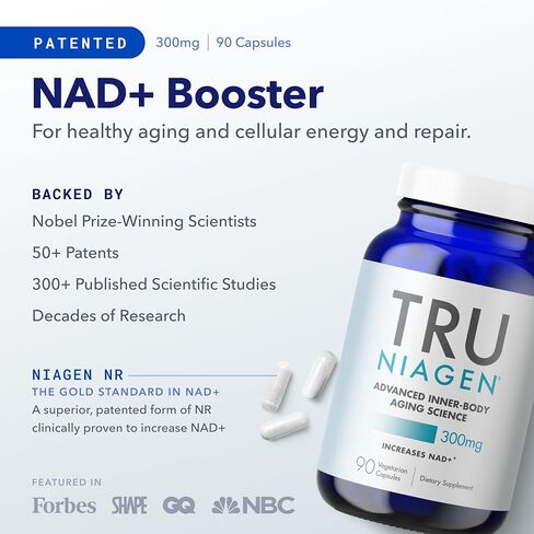 مكمل TRU NIAGEN الحاصل على براءة اختراع NAD+ لمكافحة الشيخوخة وتجديد الخلايا، 300 مجم Niagen، 30 وجبة | يدعم الطاقة الخلوية والدماغ والعضلات | نيكوتيناميد ريبوسيد (NR) تناول جرعة واحدة يوميًا | 1 زجاجة in Kuwait