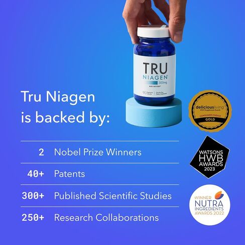 مكمل TRU NIAGEN الحاصل على براءة اختراع NAD+ لمكافحة الشيخوخة وتجديد الخلايا، 300 مجم Niagen، 30 وجبة | يدعم الطاقة الخلوية والدماغ والعضلات | نيكوتيناميد ريبوسيد (NR) تناول جرعة واحدة يوميًا | 1 زجاجة in Kuwait