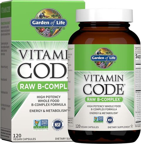 Garden of Life Raw B Complex - Vitamin Code - 60 Vegan Capsules, High Potency Vitamins for Energy & Metabolism with B2 Riboflavin, B1, B3, B6, Folate, B12 as Methylcobalamin & Biotin Plus Probiotics in Saudi Arabia